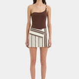 Cannoli Folded Mini Skirt - Chocolate Stripe
