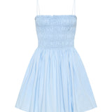 Shirred Bodice Mini Dress - Sky