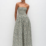 Shirred Bodice Dress - Vine