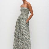 Shirred Bodice Dress - Vine