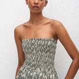 Shirred Bodice Dress - Vine