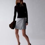 Belle Wrap Mini Skirt - Grey Marle