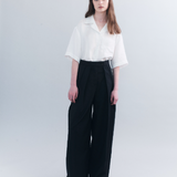 Georg Double Pleat Wide Leg Pants - Navy