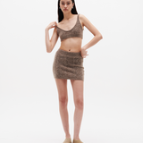 Cable Knit Wool Skirt - Fawn