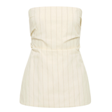 Strapless Tie Back Top - Ecru Stripe