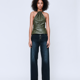 Max Leather Top - Khaki