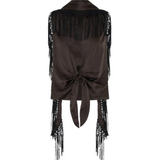 Lula Fringe Tie Top - Bitter Chocolate