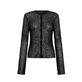 Cassia Sequin Button Down Top - Black