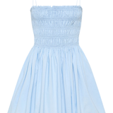 Shirred Bodice Mini Dress - Sky