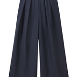 Georg Double Pleat Wide Leg Pants - Navy