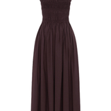 Shirred Bodice Dress - Aubergine