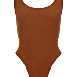 Houndstooth Wool Bodysuit - Spice