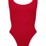 Houndstooth Wool Bodysuit - Crimson