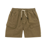 Army Cargo Linen Shorts  - Green