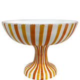 Large Ceramic Fruit Bowl Stand - Yellow/Orange Stripe