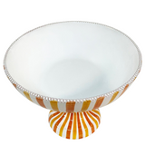 Large Ceramic Fruit Bowl Stand - Yellow/Orange Stripe