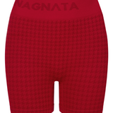 Houndstooth Wool Mini Short - Crimson