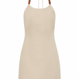 Moretti Halter Mini Dress - Natural