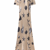 Short Sleeve Bias Dress - Seashells