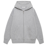 Bond Zip Up Hoodie Framed Monogram - Heather Grey