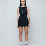 Lucie Zipper Mini Dress - Black