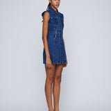 Zipper Denim Mini Dress - Indigo