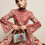 Alemais Kenny Mini Dress Folk Floral Print styled