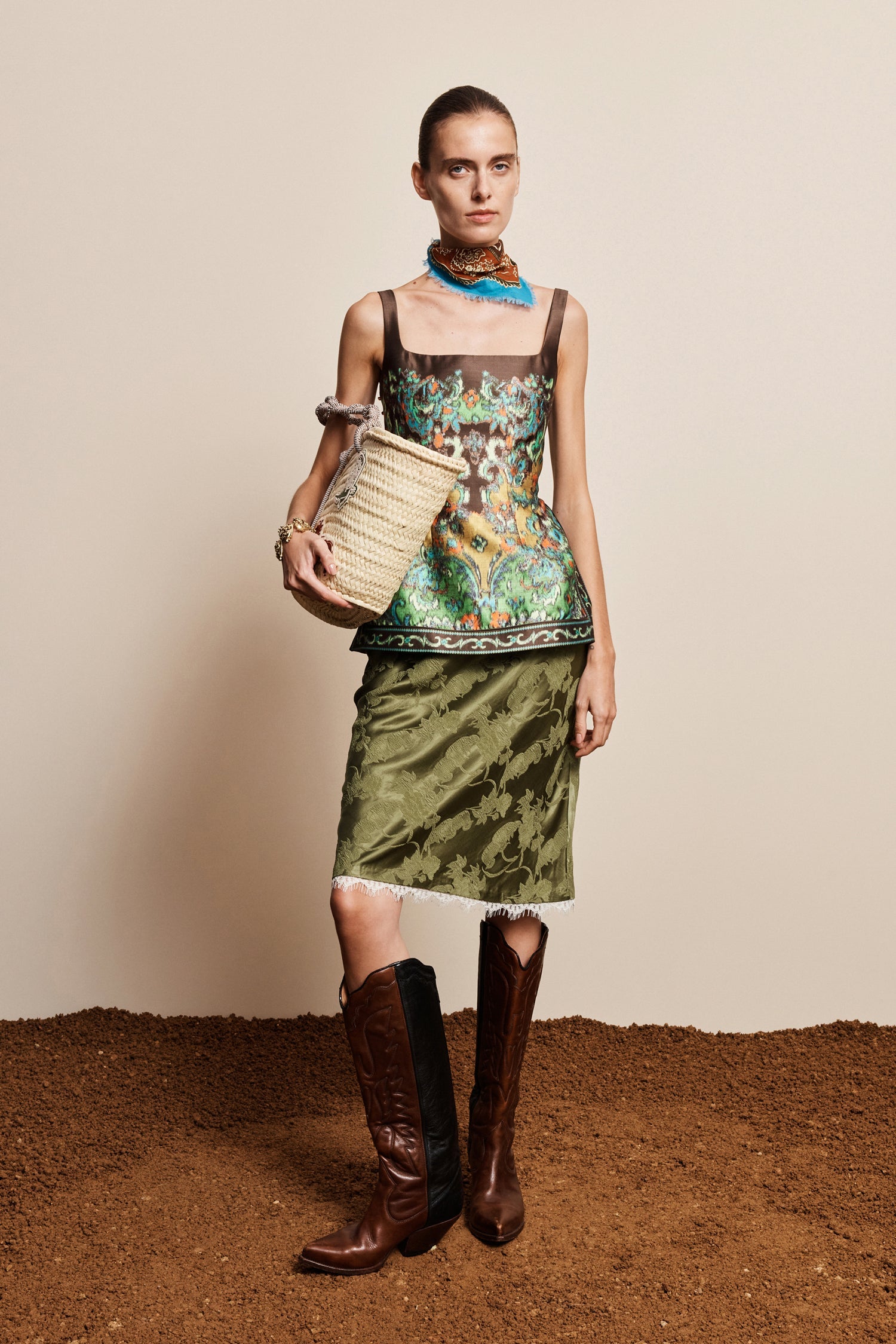 Alemais Winifred Bias Slip Skirt Khaki