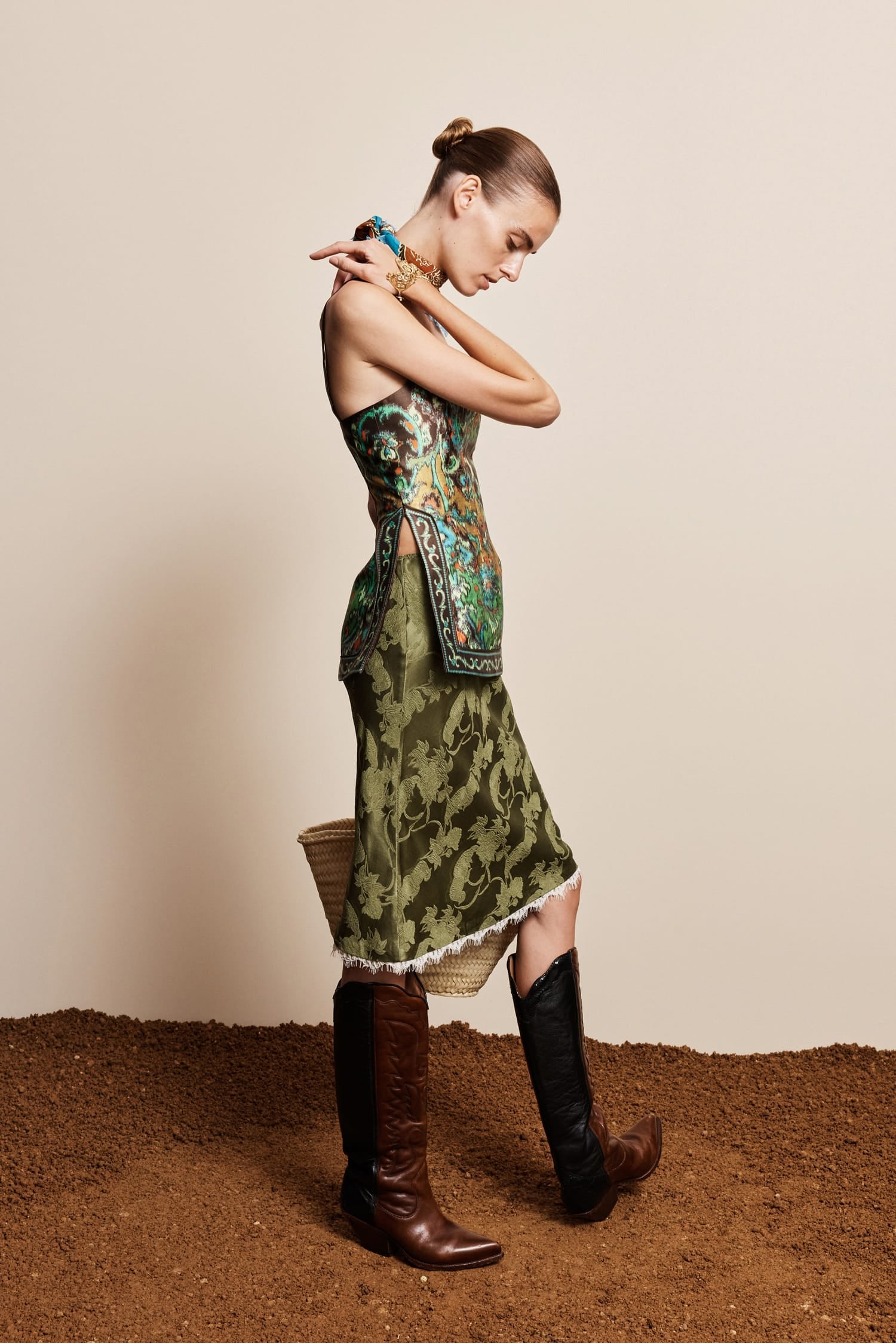 Alemais Winifred Bias Slip Skirt Khaki
