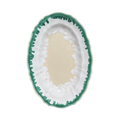 Alex and Trahanas Dal Mare Ceramic Oval Platter Sea Green White