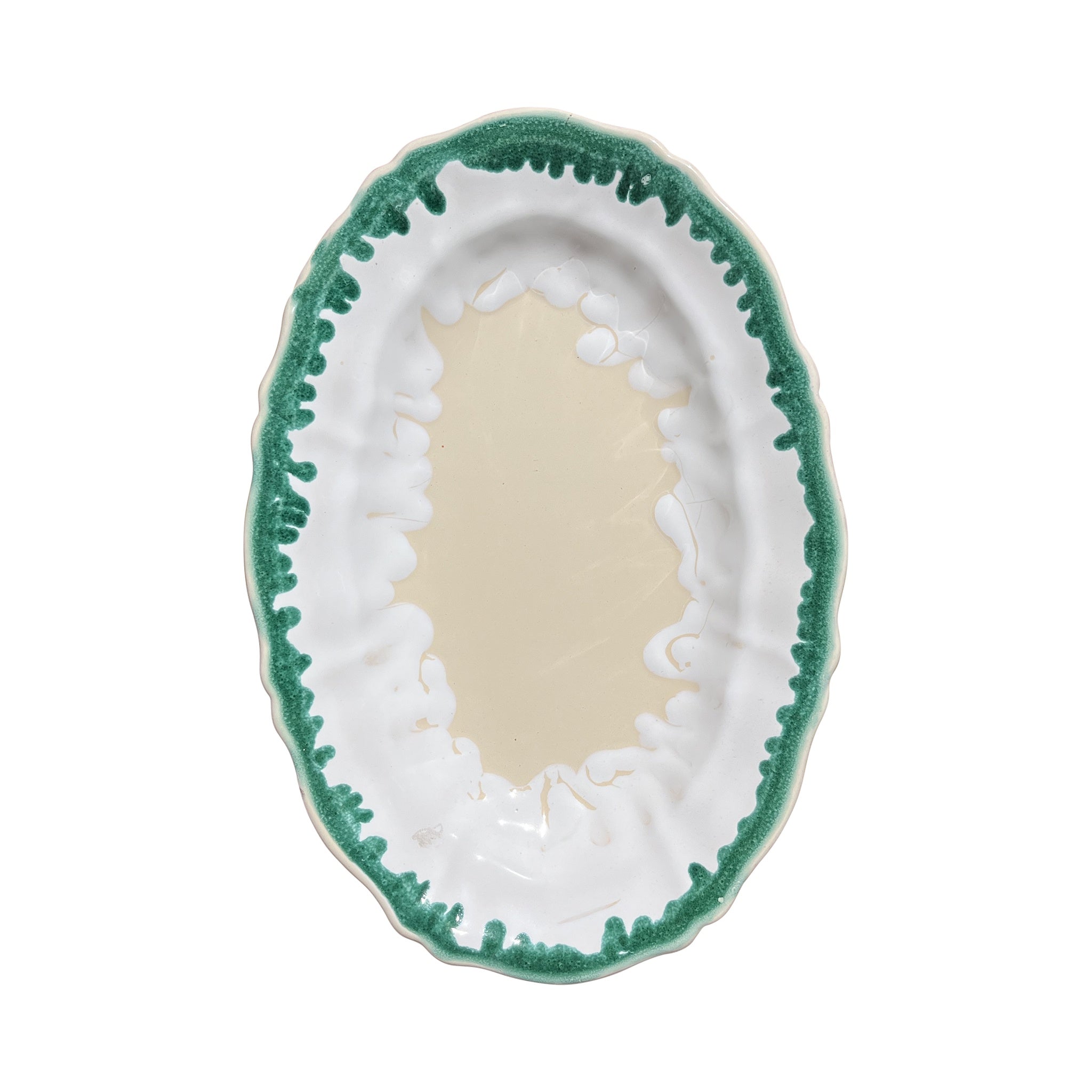 Alex and Trahanas Dal Mare Ceramic Oval Platter Sea Green White