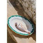 Alex and Trahanas Dal Mare Ceramic Oval Platter Sea Green White