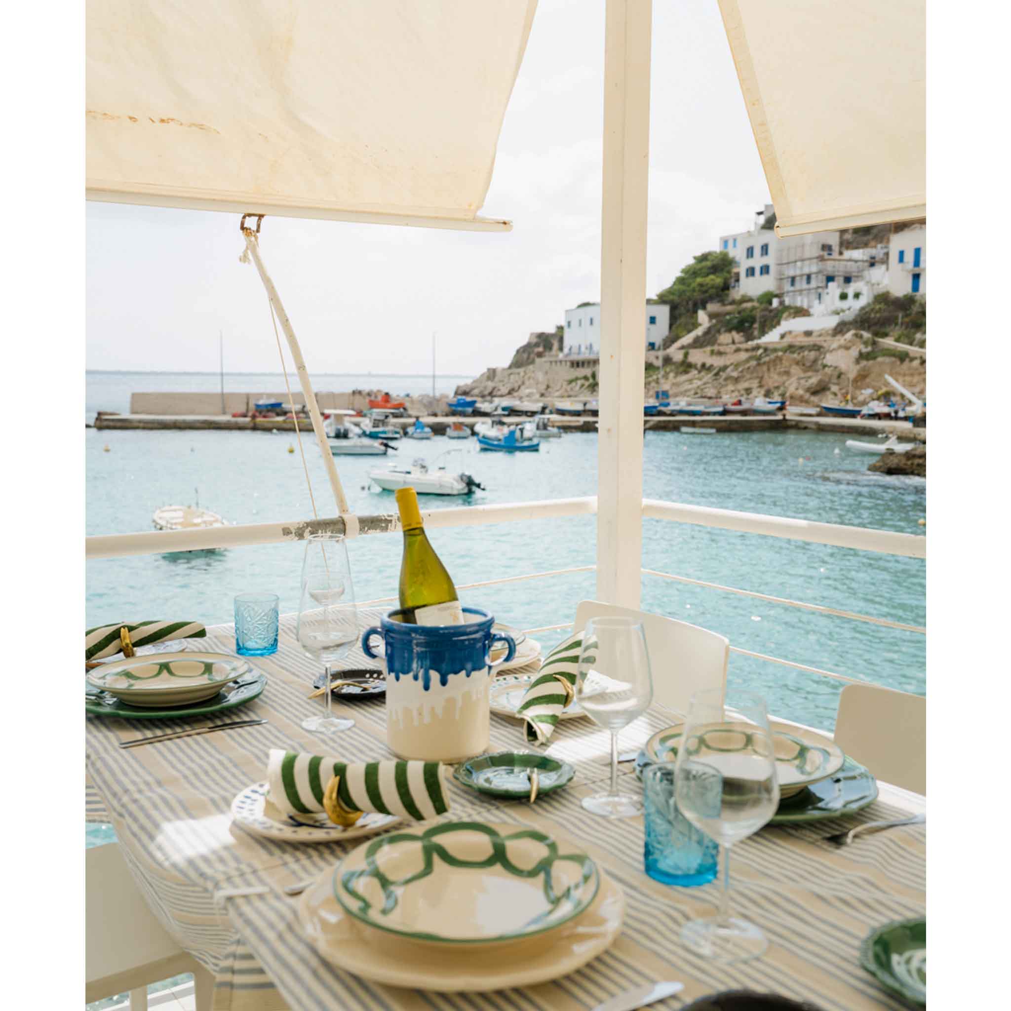 Alex and Trahanas Dal Mare Ceramic Wine Cooler Blue Cream