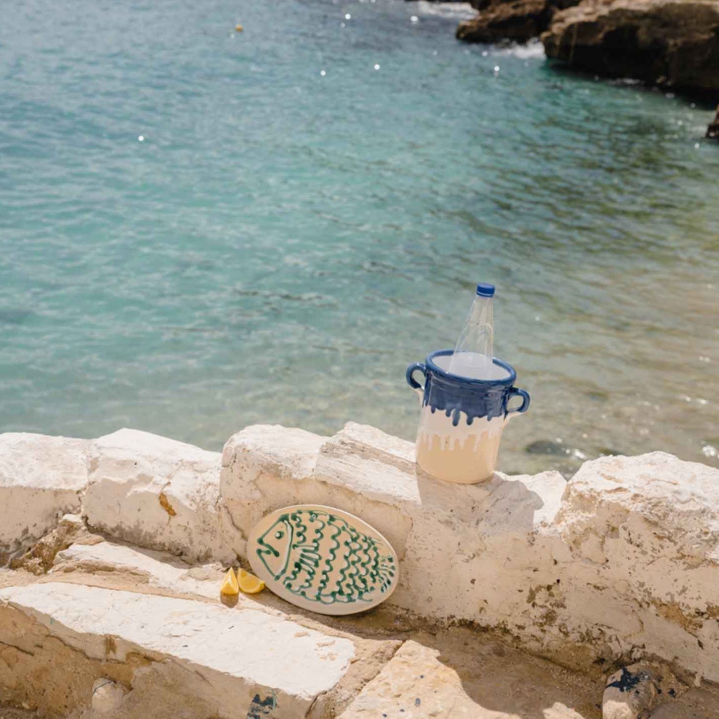 Alex and Trahanas Dal Mare Ceramic Wine Cooler Blue Cream
