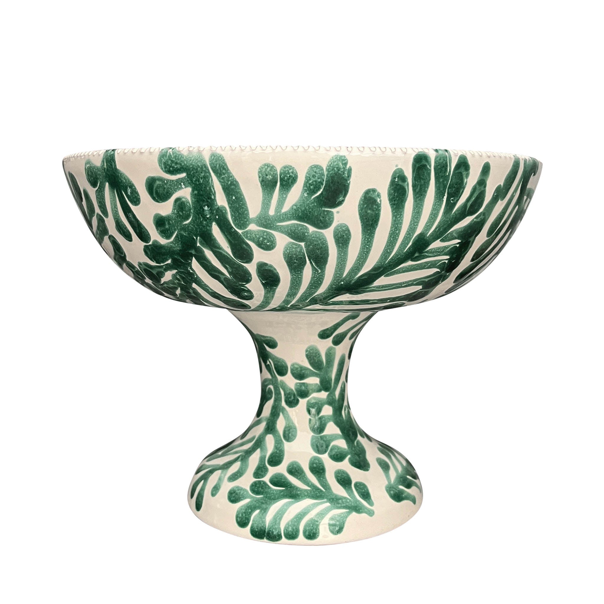 Alex and Trahanas Foglia Ceramic Fruit Bowl Stand Sea Green Cream