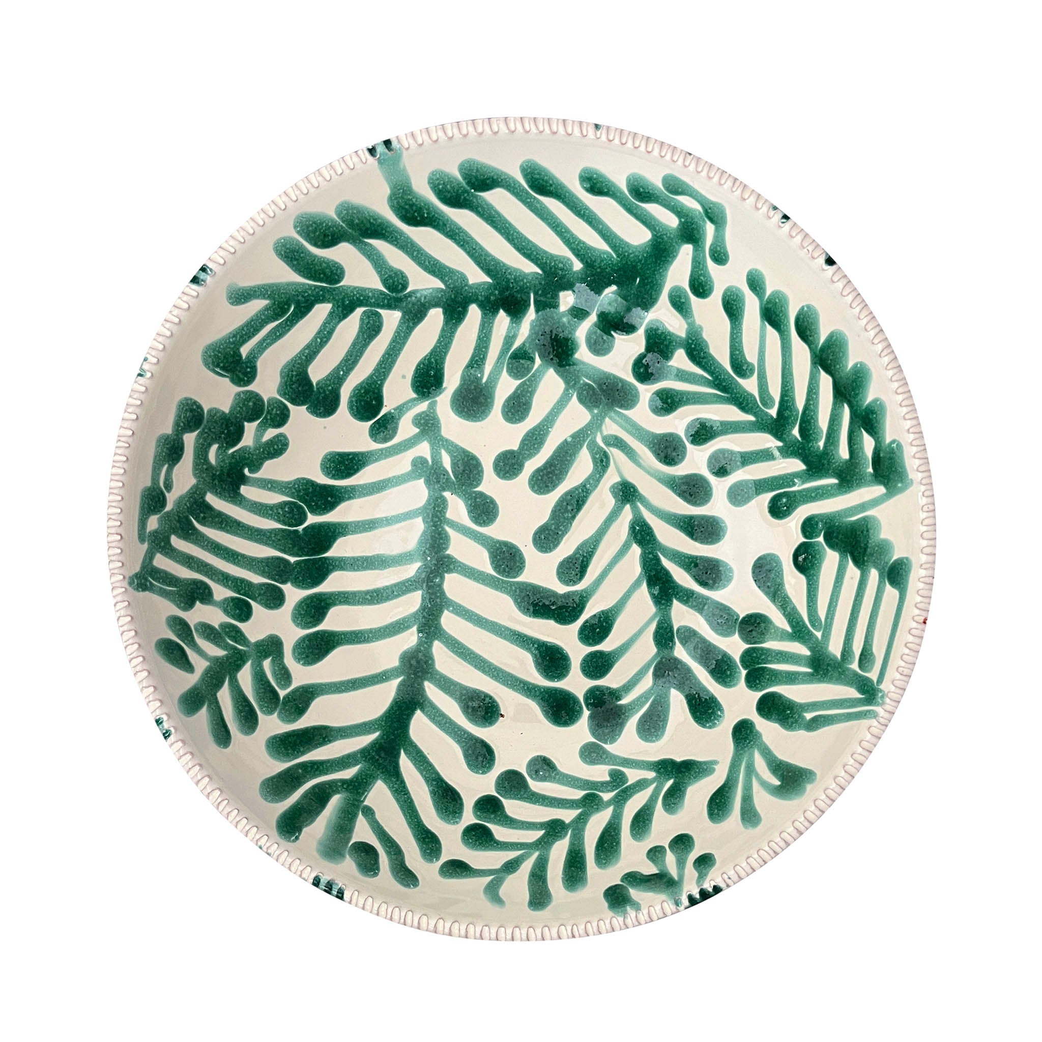 Alex and Trahanas Foglia Ceramic Fruit Bowl Stand Sea Green Cream