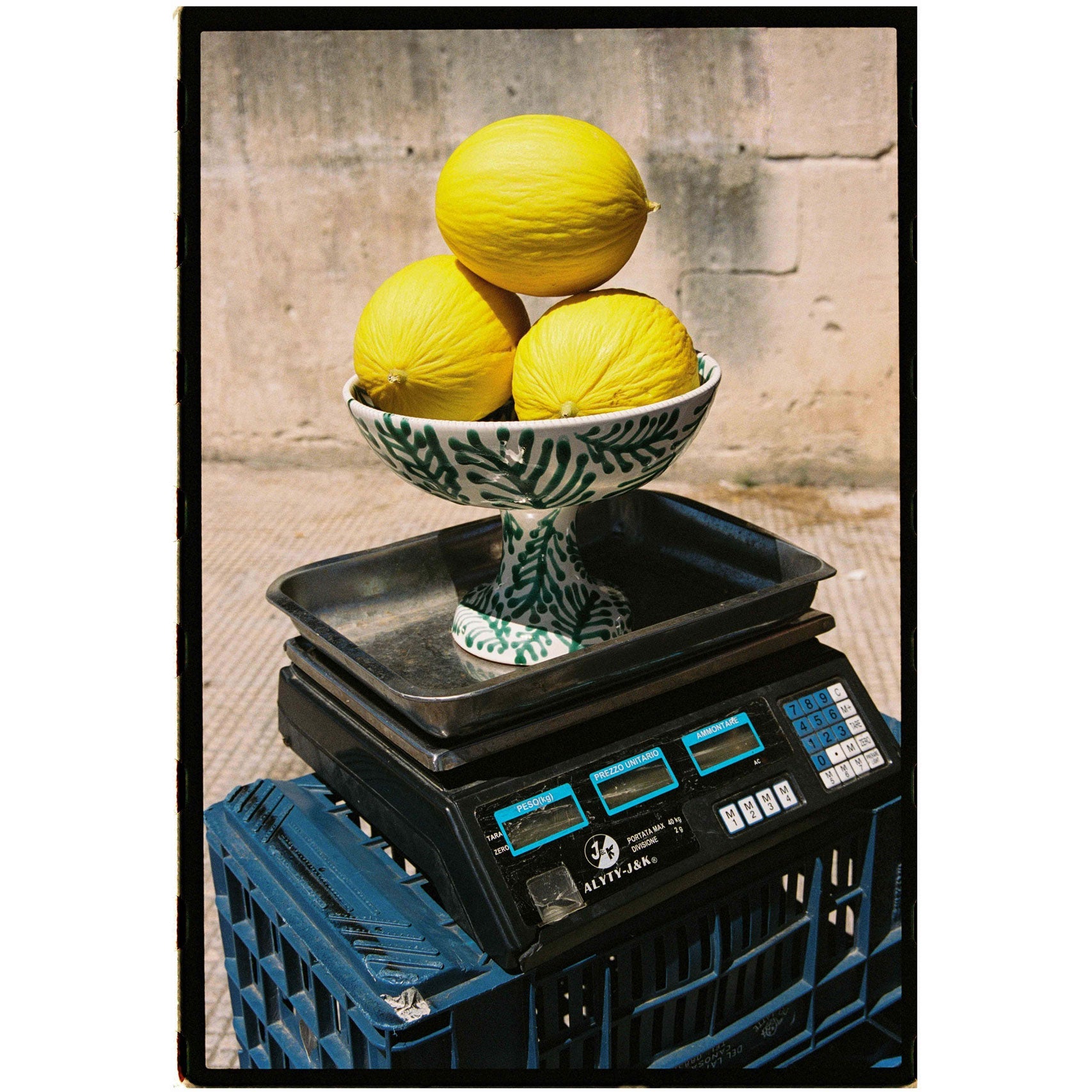 Alex and Trahanas Foglia Ceramic Fruit Bowl Stand Sea Green Cream