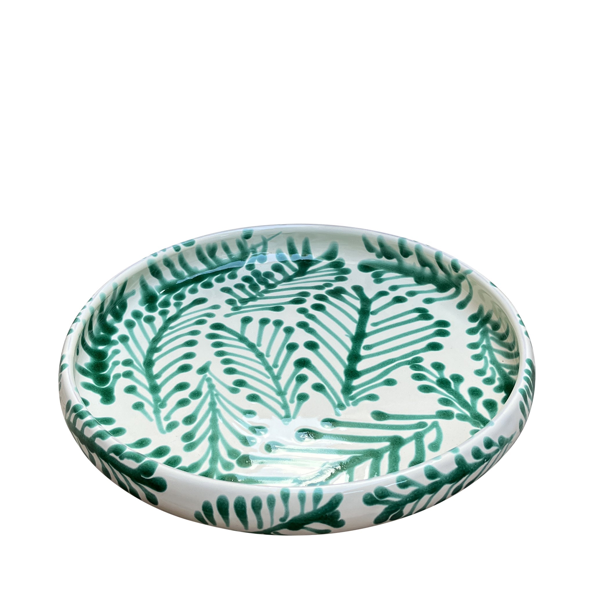 Alex and Trahanas Foglia Ceramic Serving Bowl Sea Green Cream