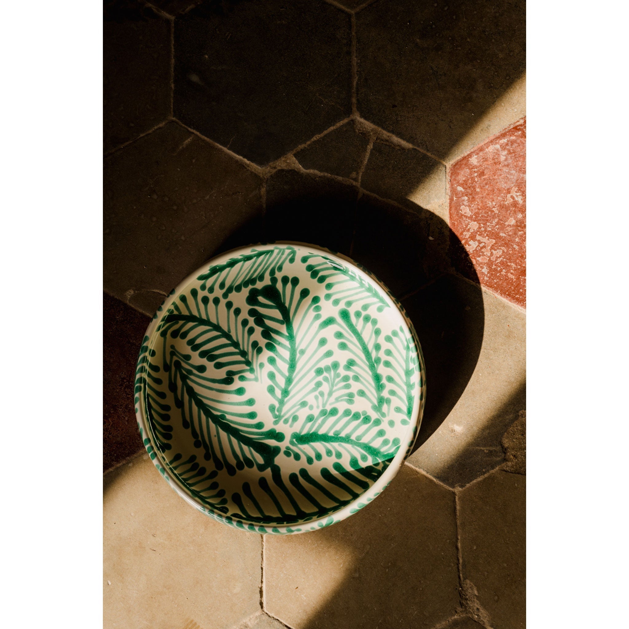 Alex and Trahanas Foglia Ceramic Serving Bowl Sea Green Cream