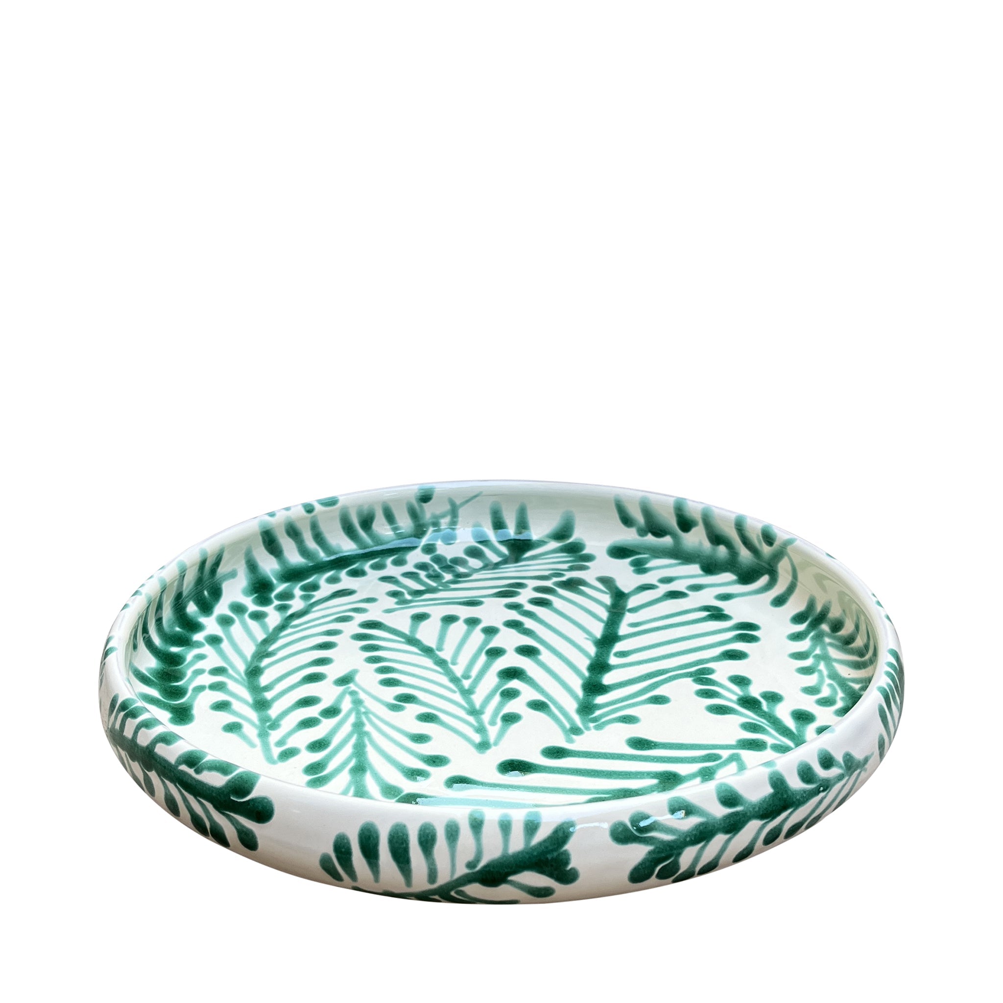 Alex and Trahanas Foglia Ceramic Serving Bowl Sea Green Cream