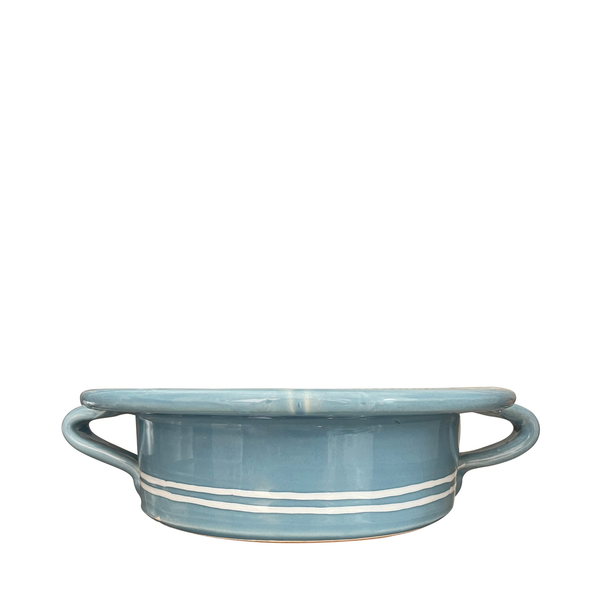 Alex and Trahanas Olive Branch Bowl with Handles Blue White
