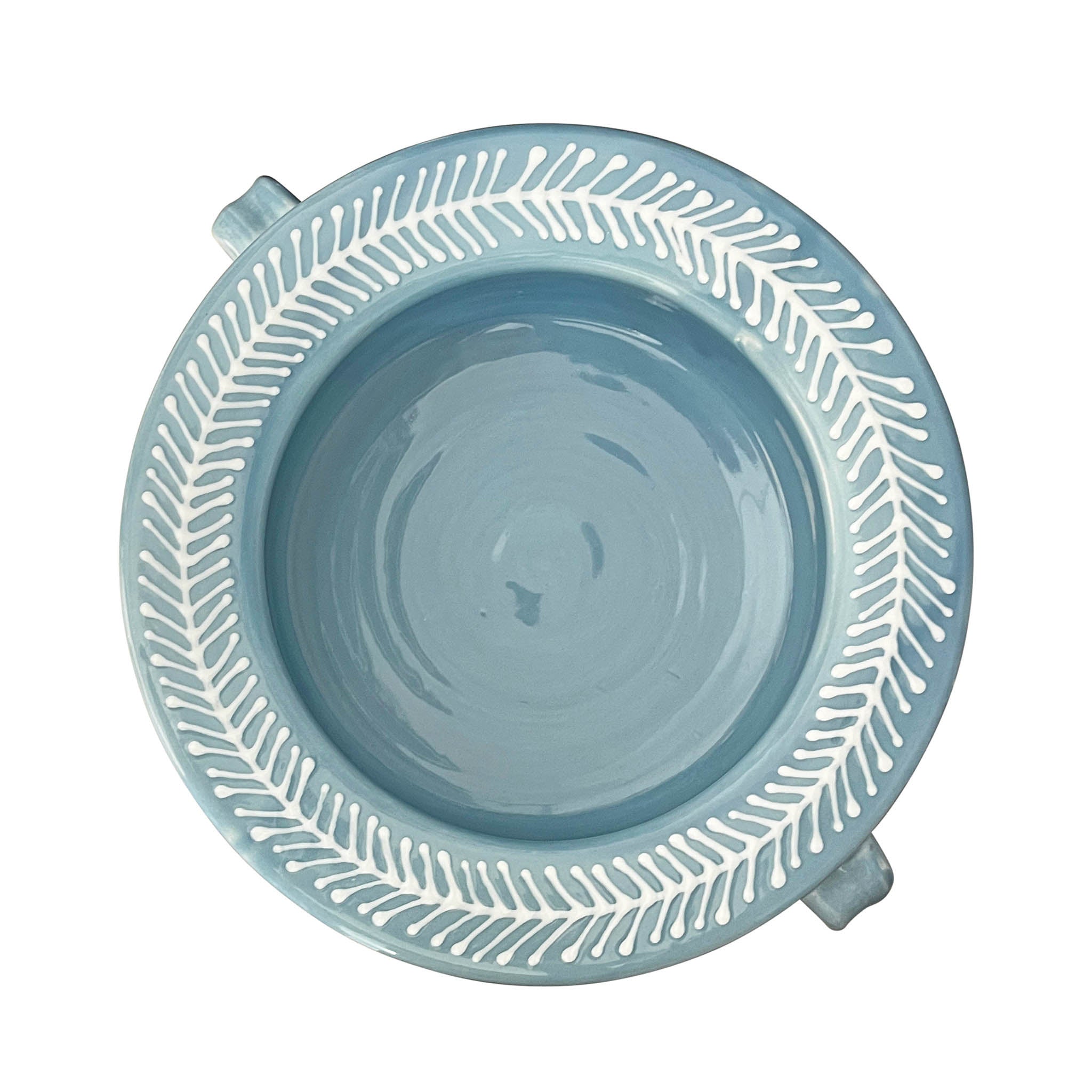 Alex and Trahanas Olive Branch Bowl with Handles Blue White