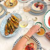 Alex and Trahanas Schizzato Ceramic Oval Platter Blu e Bianco