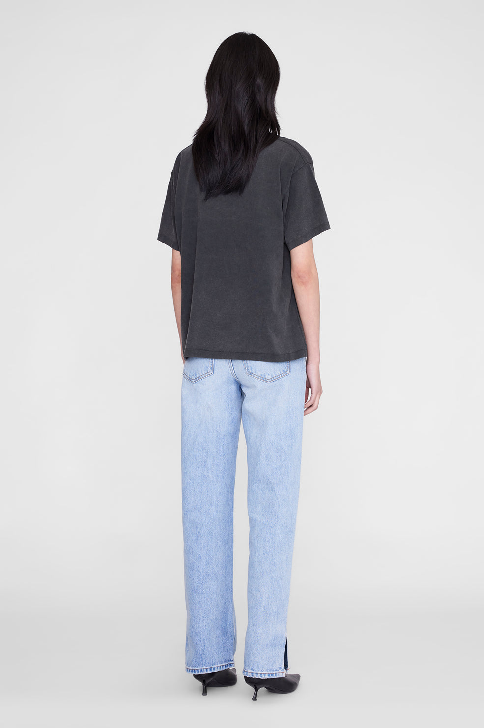 Anine Bing Cade Tee Leo Muse Washed Black back view