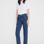 Anine Bing Kate Jean 29 inch Clean Indigo worn with a white tee