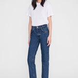 Anine Bing Kate Jean 29 inch Clean Indigo worn with a white tee