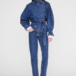 Anine Bing Pascale Trench Clean Indigo belted at the waist