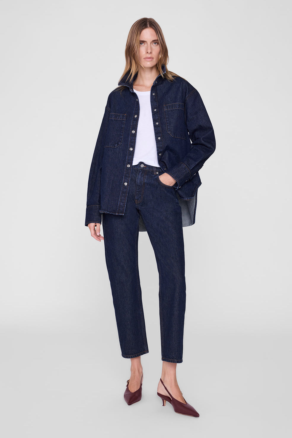 Anine Bing Samy Shirt Unwashed Blue