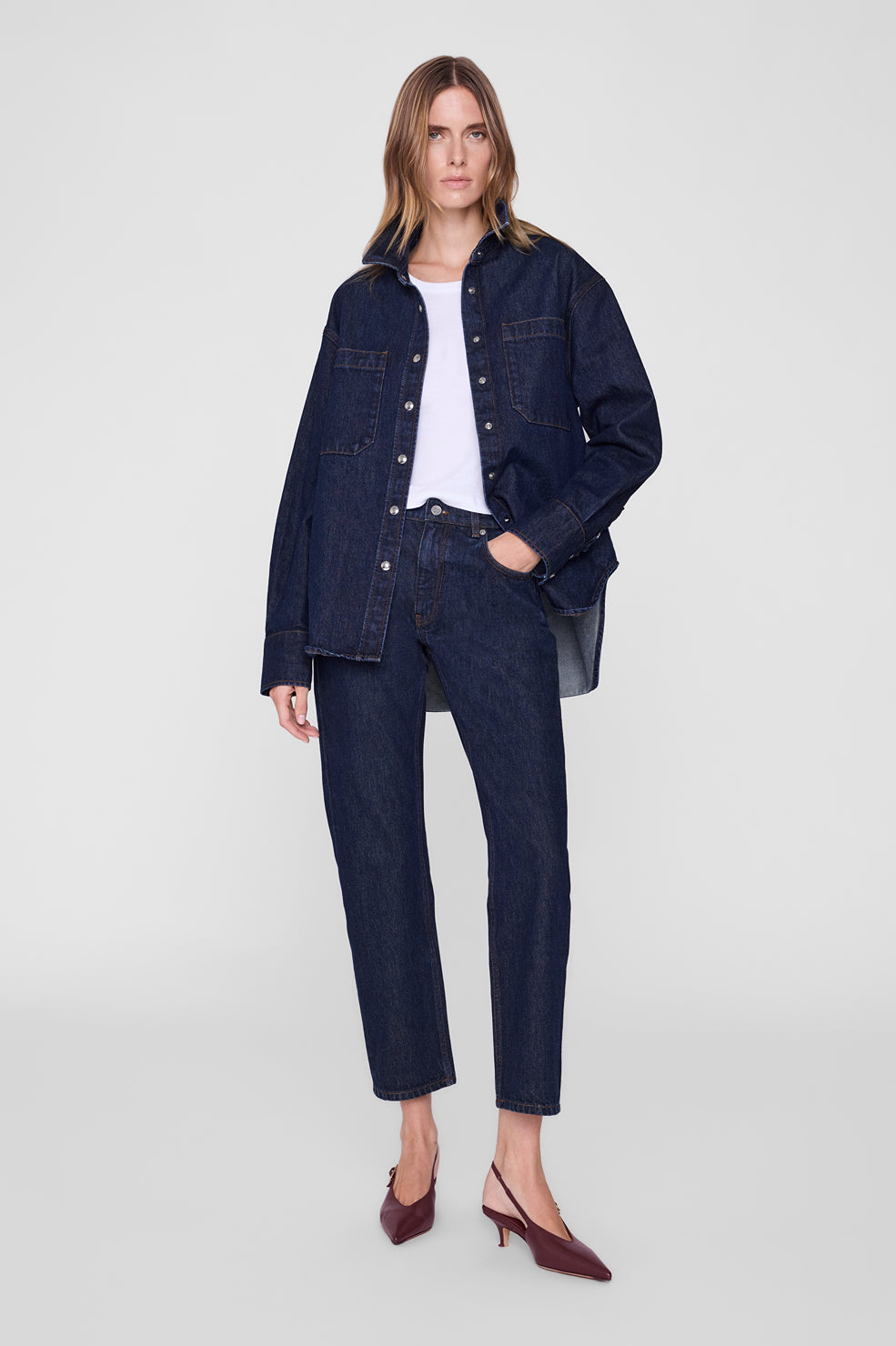 Anine Bing Samy Shirt Unwashed Blue