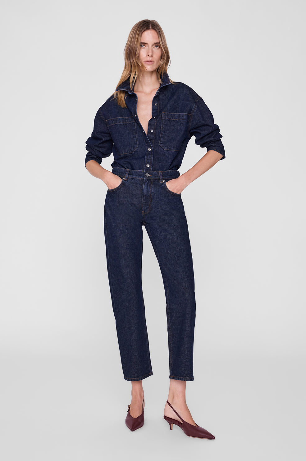 Anine Bing Samy Shirt Unwashed Blue
